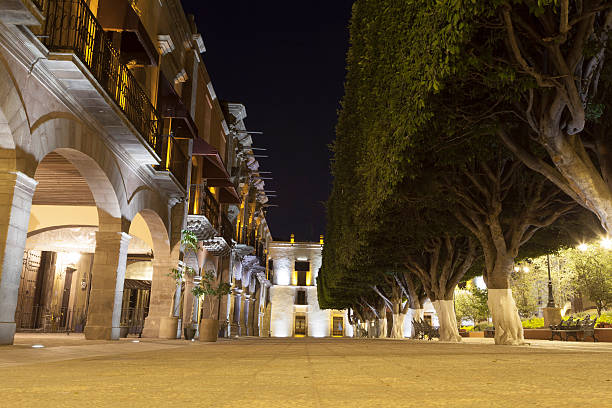 Queretaro main square at night Queretaro main square at night and Casa del Corregimiento in the background queretaro city stock pictures, royalty-free photos & images