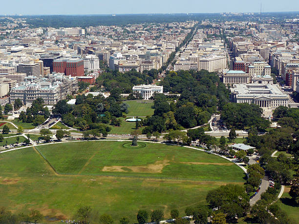 Aerial View of White House and Vicinity stock photo