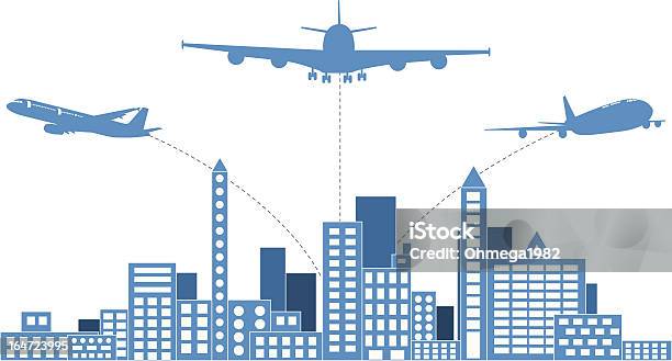 Flugzeug Versand In Der Ganzen Stadt Vektorillustration Stock Vektor Art und mehr Bilder von Fliegen