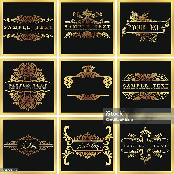 Decorative Ornate Golden Vector Quad Frames Stock Illustration - Download Image Now - Antique, Aristocracy, Award