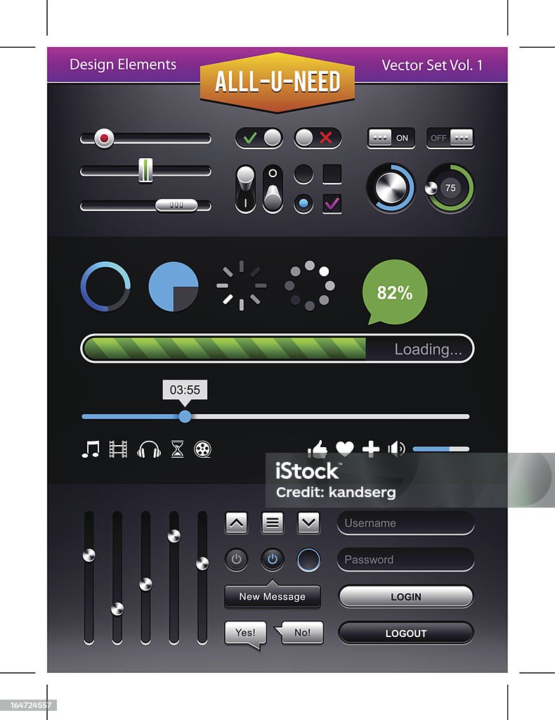 Vector Set Of User Interface Elements Stock Illustration - Download ...
