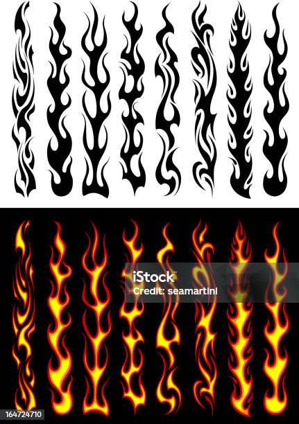 Tribal Flames And Elements Stock Illustration - Download Image Now - Design Element, Fire - Natural Phenomenon, Flame
