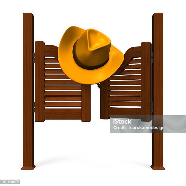 Western Porta E Chapéu Vista De Frente - Fotografias de stock e mais imagens de Chapéu de Cowboy - Chapéu de Cowboy, Ilustração, Chapéu