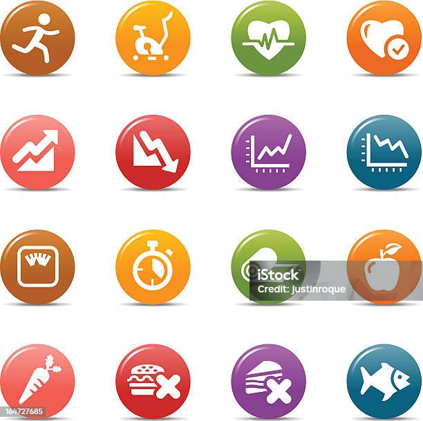 Colored Dots Health And Fitness Icons Stock Illustration - Download Image Now - Off-Track Running, Aerobics, Anaerobic Exercise