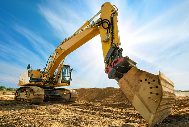 istock Big excavator in front of the blue sky 164728134