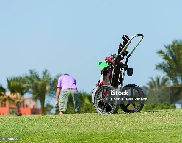 Carro En Un Campo De Golf Con Un Golfista Foto de stock y más banco de imágenes de Carrito de palos de golf - Carrito de palos de golf, Golf, Egipto