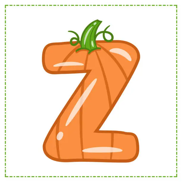 Vector illustration of Halloween English Alphabet letter Z Pumpkin theme drawing