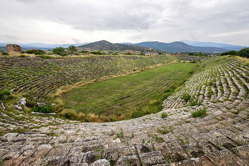 Ruins of the Stadium in the ancient Greek city of Aphrodisias in western Anatolia, Aydin, Turkey.