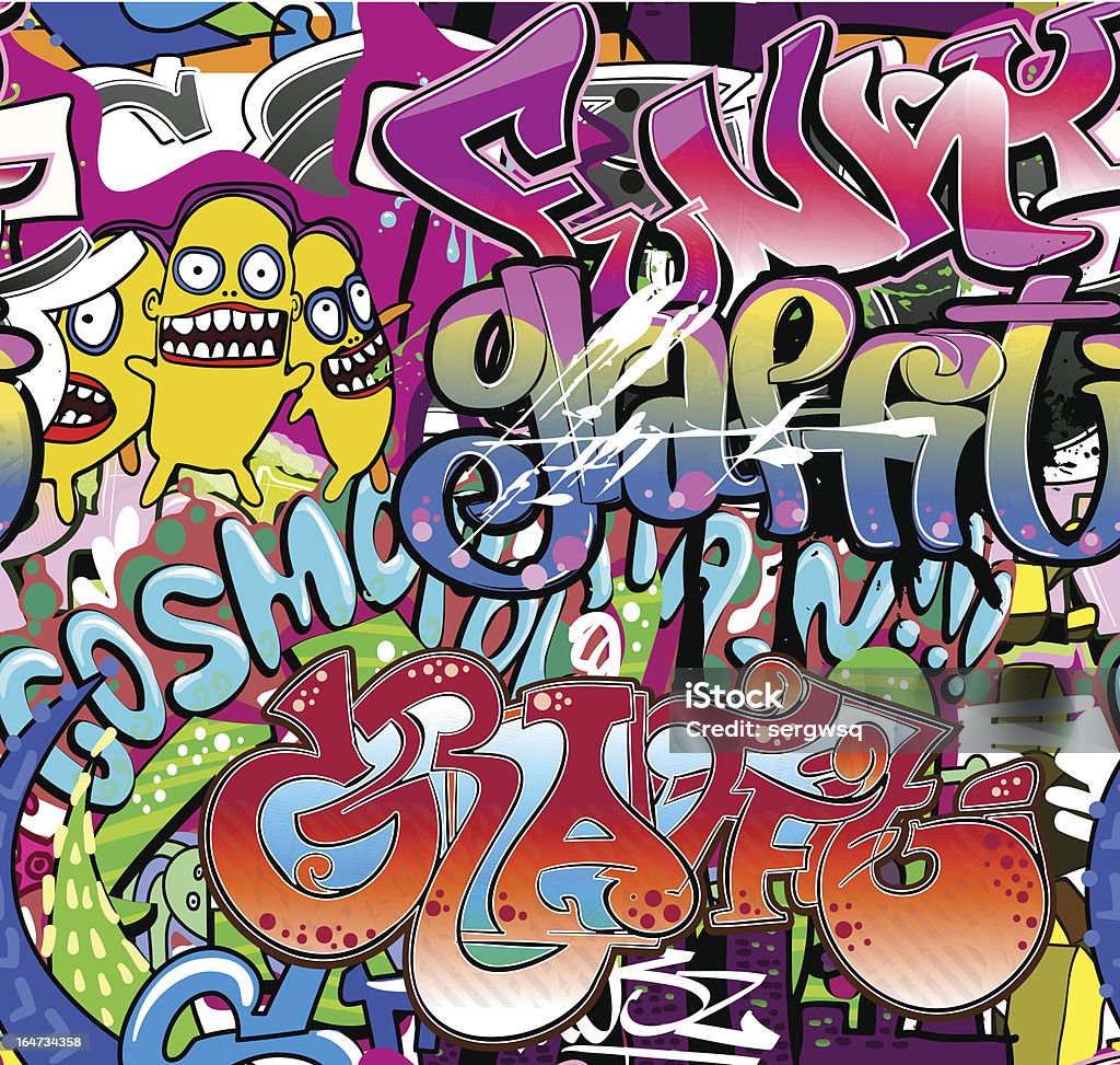 Colorful graffiti-style urban art background Hip-hop illustration. Graffiti urban art background. No EPS10 effects are used Backgrounds stock vector