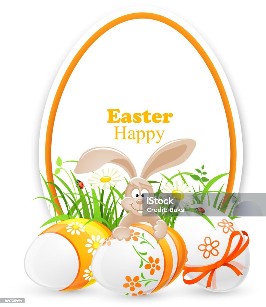 Easter banner Celebratory banner with Easter eggs and rabbit. Vector illustration EPS10, transparency Backgrounds stock vector