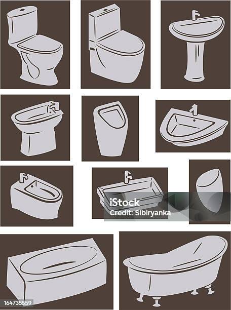 Set Of Sanitary Engineering Stock Illustration - Download Image Now - Bathroom, Bathtub, Beauty