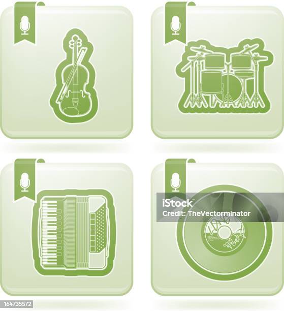 Musiksymbole Stock Vektor Art und mehr Bilder von Akkordeon - Instrument - Akkordeon - Instrument, Geige, Grün