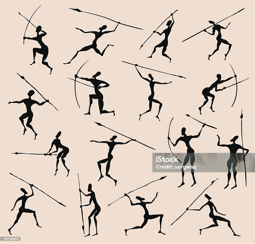 Tribal vector design of prehistoric African hunters Tribal vector design of prehistoric African hunter. No eps'10 effects are used Cave Painting stock vector