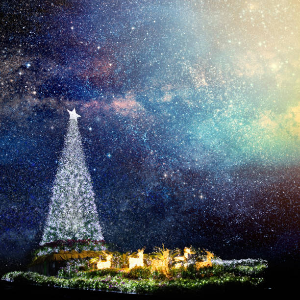 istock Conceptual Christmas tree and stars of Universe 1647360115