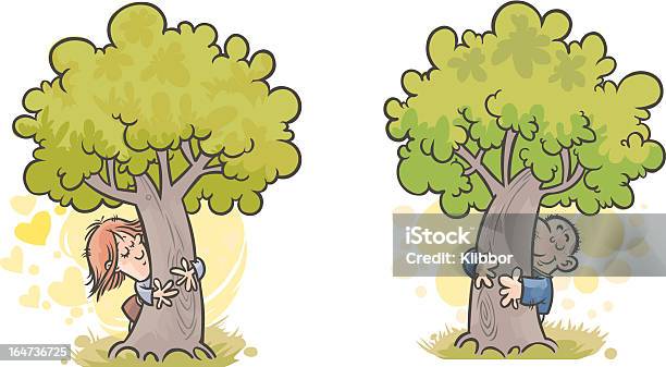 Baum Huggers Stock Vektor Art und mehr Bilder von Einen Baum umarmen - Einen Baum umarmen, Humor, Baum