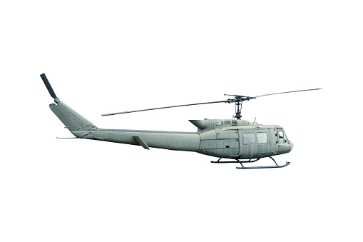 Old helicopter isolated on transparent background, PNG Format.