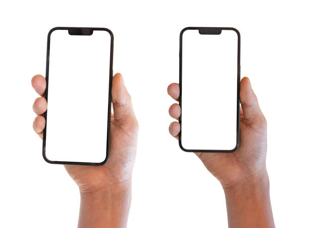 istock Hands holding smartphone isolated on transparent background - PNG format. 1647429696