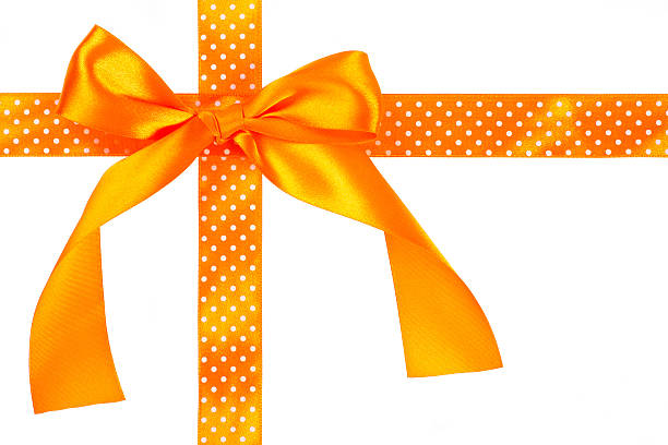 istock Orange gift bow and ribbon on white background 164748662