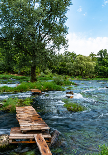 Beautiful river Una in Bosnia and Herzegovina in Bosanska Krupa, Federation of Bosnia and Herzegovina, Bosnia and Herzegovina