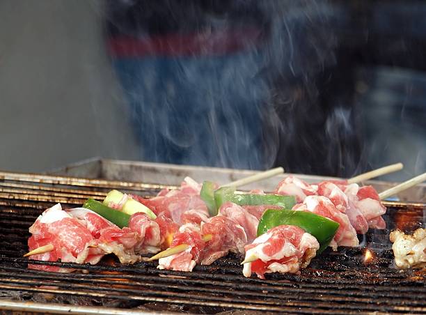 istock Skewers with Fresh Meat on a Grill 164755642