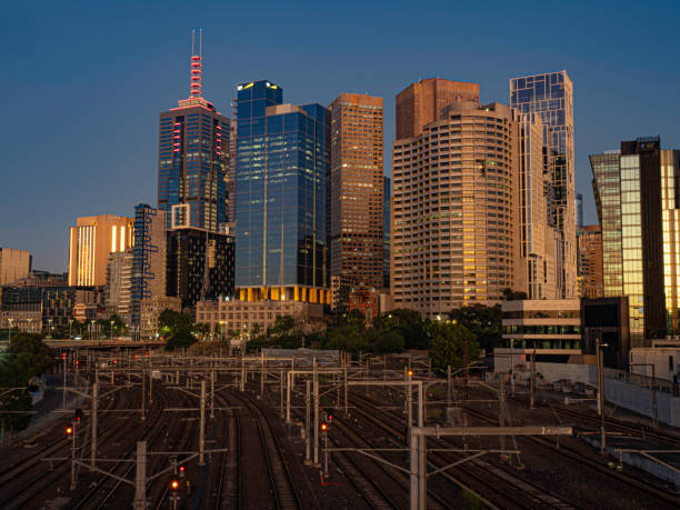 istock Urban skyline and train tracks 1647566897
