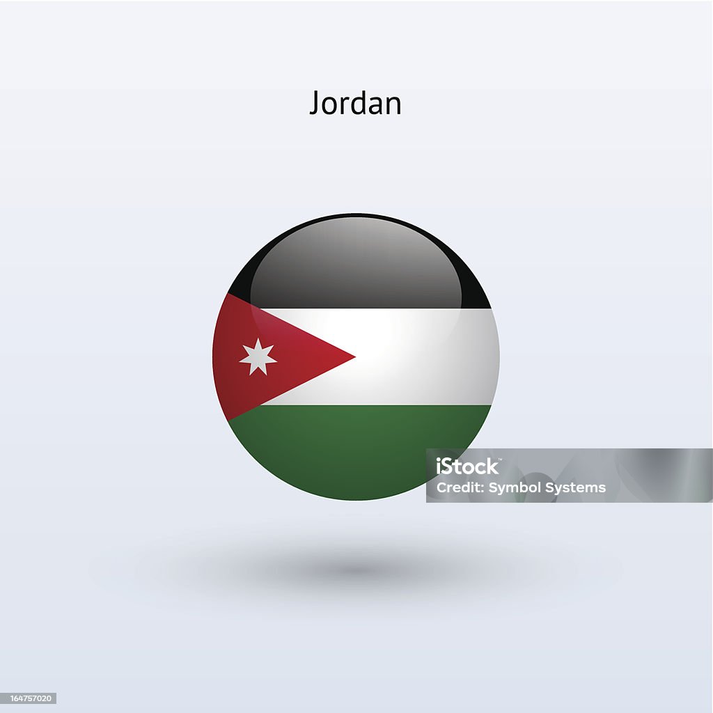 Runde Flagge von Jordanien - Lizenzfrei Biegung Vektorgrafik