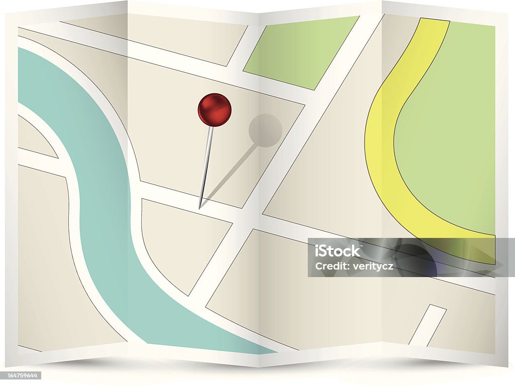 Karte-Symbol mit roten Pin - Lizenzfrei Stadtplan Vektorgrafik