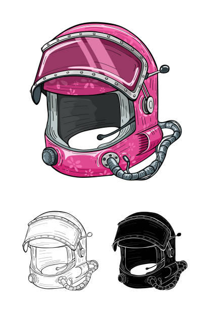 ilustrações de stock, clip art, desenhos animados e ícones de astronaut helmet, pink color, isolated on white background - aviator glasses audio