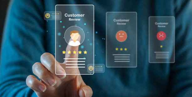 istock Human touching on screen give feedback icon satisfaction survey, five star, customer, satisfaction, review, feedback, top service excellent, Quality assurance 5 star, positive, customer service 1647615816