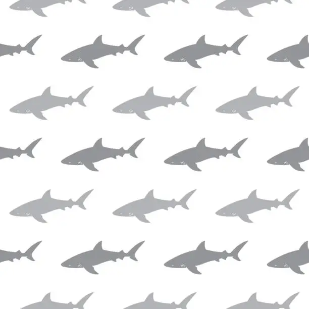 Vector illustration of Gray Sharks Seamless Pattern