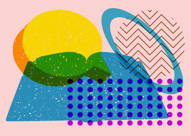 istock Book with speech bubble and colorful geometric shapes. Educational Object in trendy riso graph design. Geometry elements abstract risograph print texture style. 1647620810