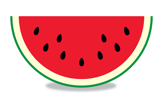 Vector illustration of a large slice of fresh watermelon on a white background.