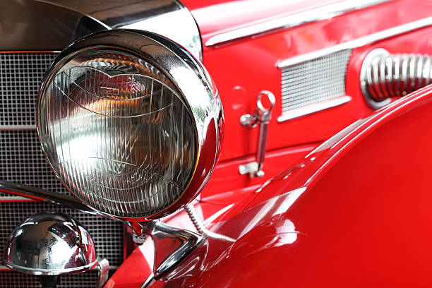 istock Classic car headlamp and grille 164764201