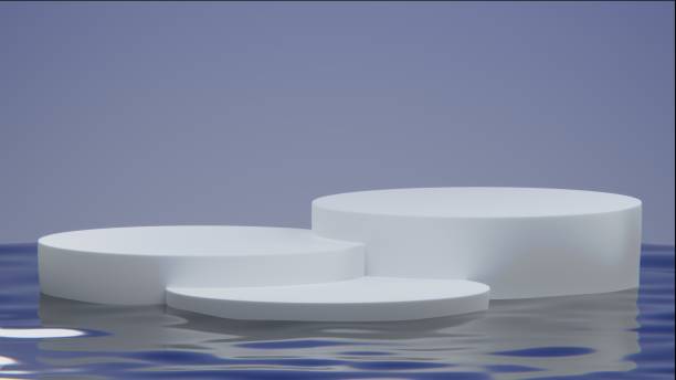 istock White display stand in water lit by studio lights From design with 3D rendering. 3D backdrop, 3d podium. 1647670350
