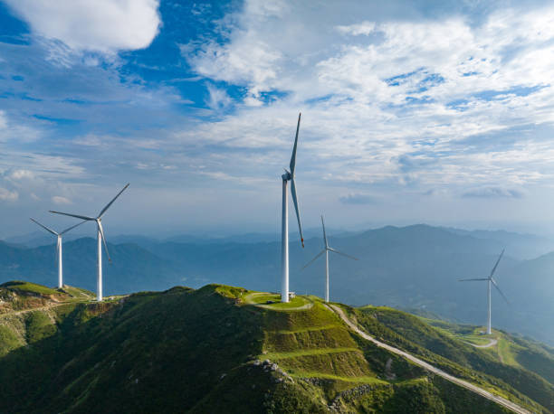 istock Wind power on the mountain, blue sky and white clouds 1647691116