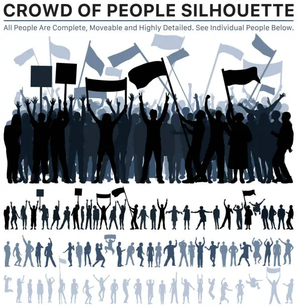 Vector illustration of Crowd of People Silhouette