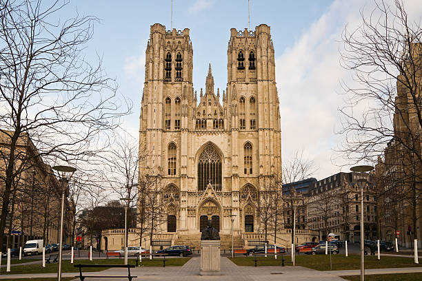 The beautiful gothic cathedral Saint-Michel et Sainte-Gudule (St. Michael and St. Gudula Cathedral) in Belgiums capital Brussels.