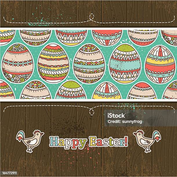 Easter Eggs On Grunge Wooden Background Stock Illustration - Download Image Now - Abstract, Animal Egg, Backgrounds