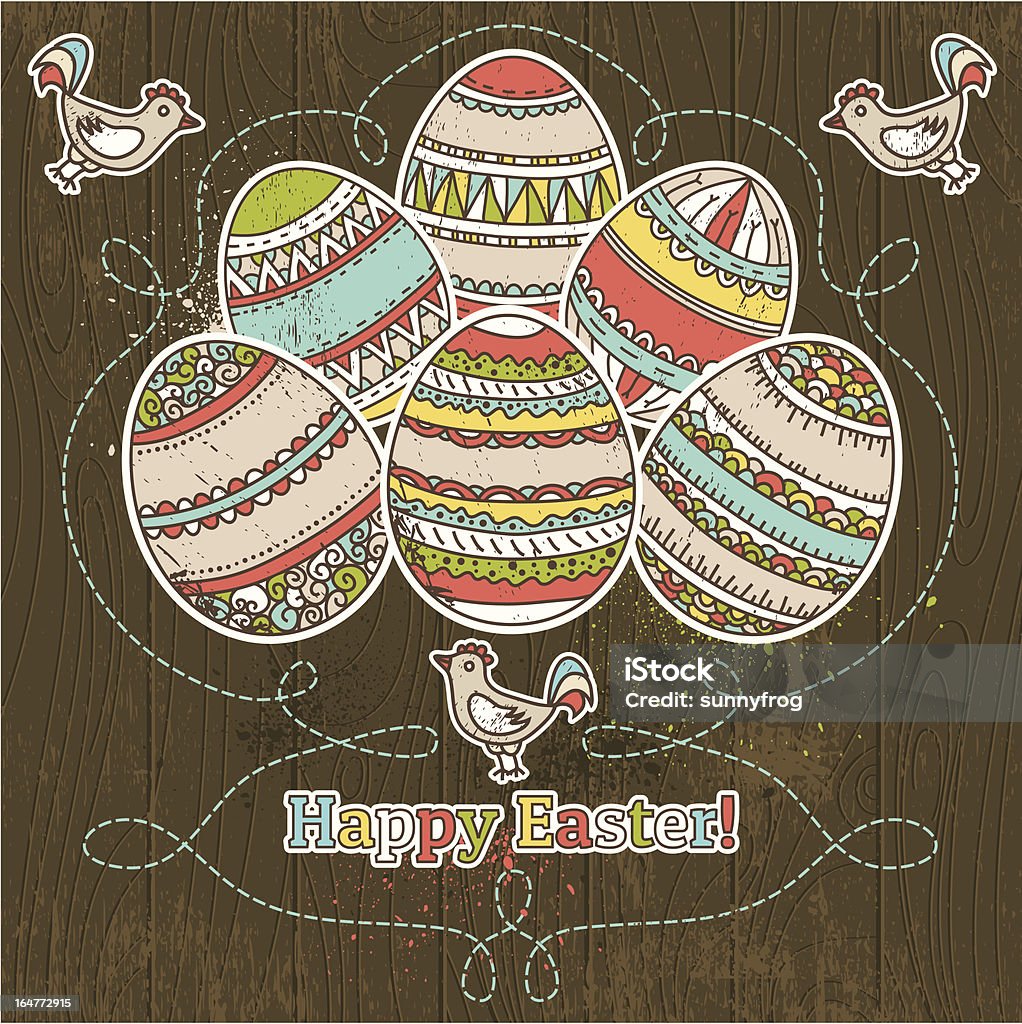 easter eggs on grunge  wooden background Abstract stock vector