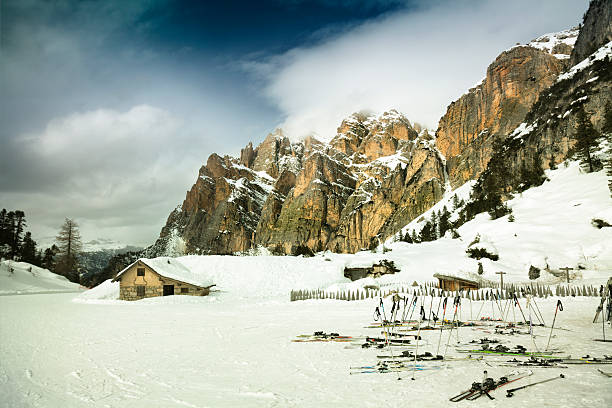 Outside the refuge at The Hidden Valley near the Sella Ronda ski area.