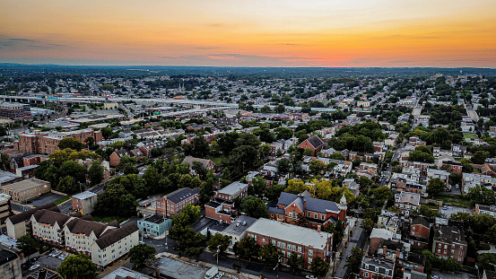 Aerial view drone photography of Wilmington, Delaware, Market Street during the day time