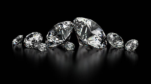 istock Several sizes of diamonds on a black background 164773539