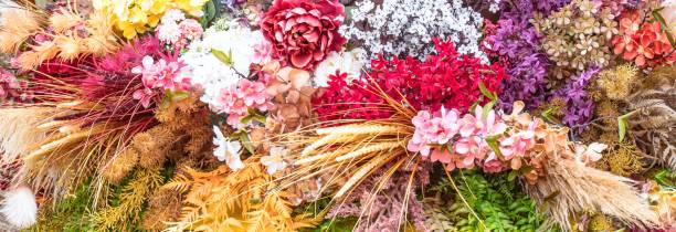 Artful display of carefully arranged bouquets creating a pleasing visual effect