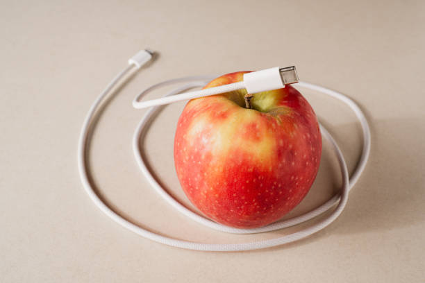 ein apple- und usb-typ-c-kabel - adapter apple stock-fotos und bilder