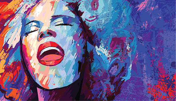 singer on grunge background Vector illustration of singer on grunge background jazz art stock illustrations