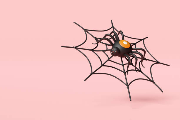 istock 3d halloween holiday party with spider and spider web isolated on pink background. 3d render illustration 1647785803