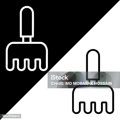 istock Rake or mini rake Vector Icon, Lineal style icon, from Agriculture icons collection, isolated on Black and white Background. 1647836645