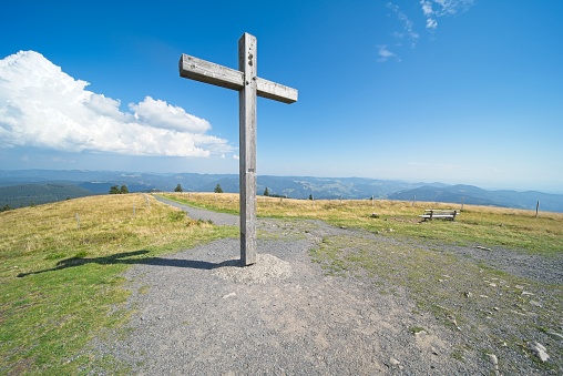 summit cross at belchen 1414m in southern germany
