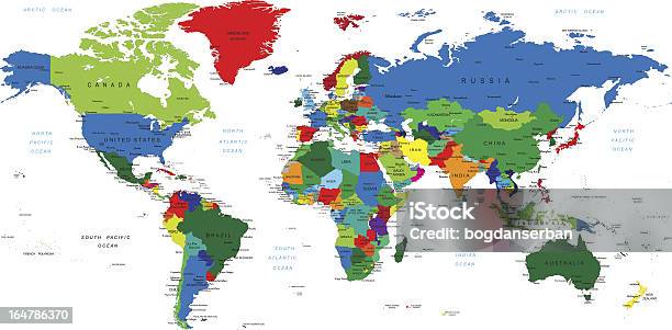 World Mapcountries Stock Illustration - Download Image Now - Globe - Navigational Equipment, World Map, Map