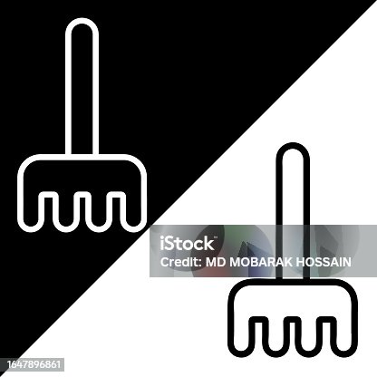 istock Rake Vector Icon, Lineal style icon, from Agriculture icons collection, isolated on Black and white Background. 1647896861